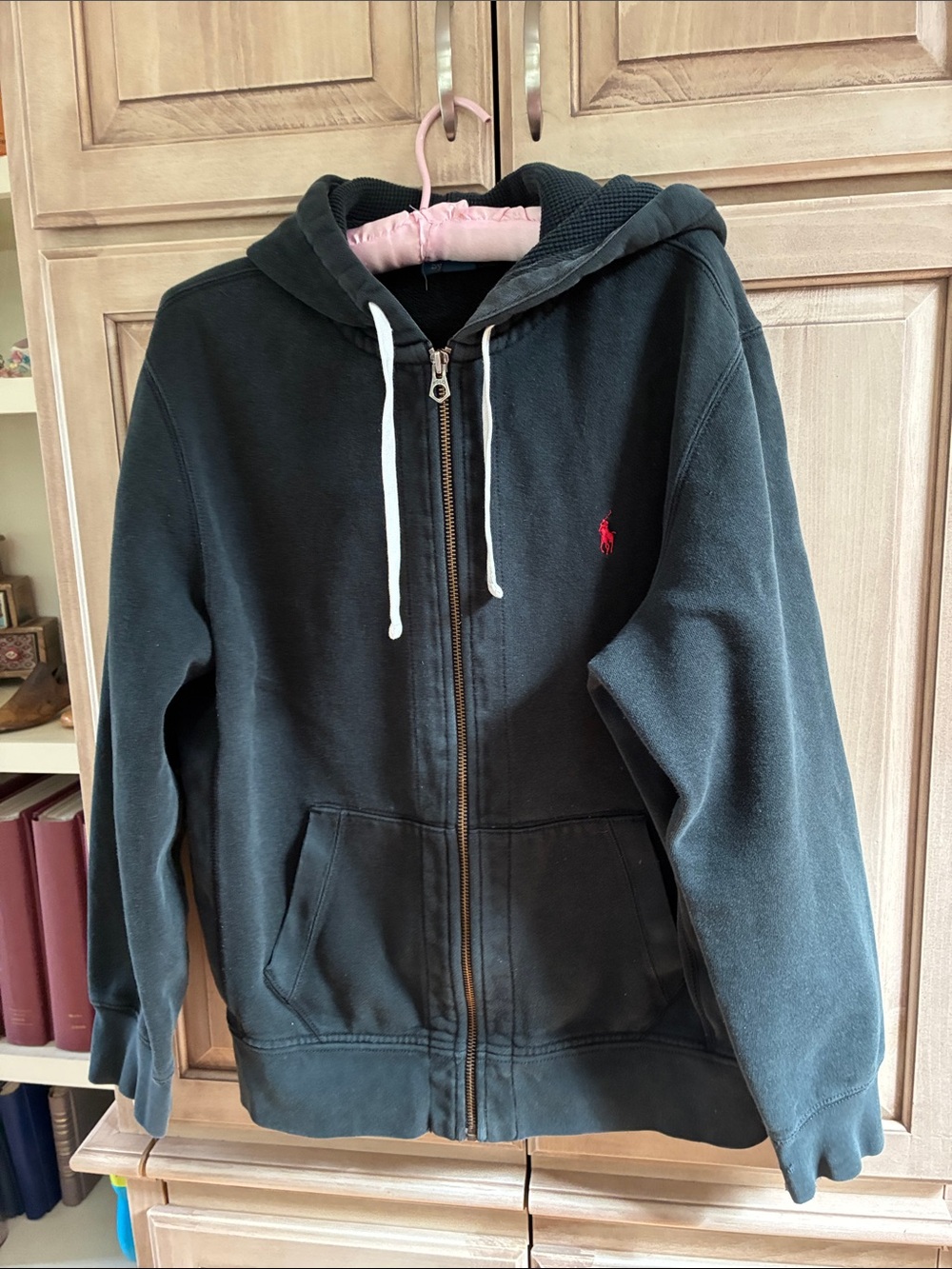 Polo Ralph Lauren Black Zip Hoodie Sz L vintage